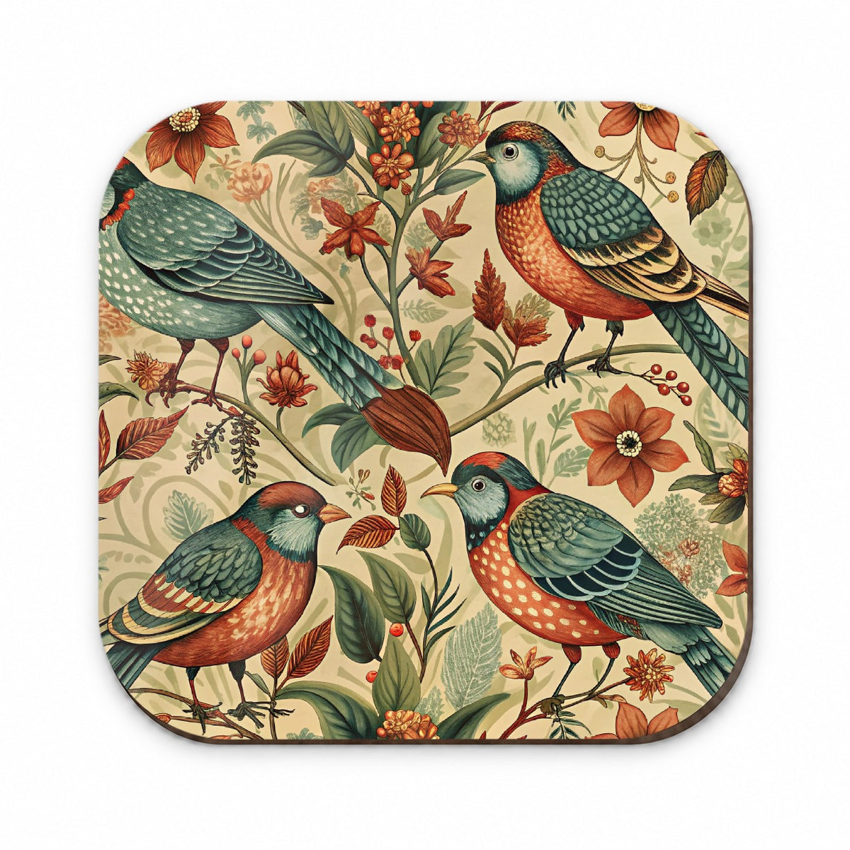 Retro Birds Floral Pattern Vintage Design Fridge Magnet