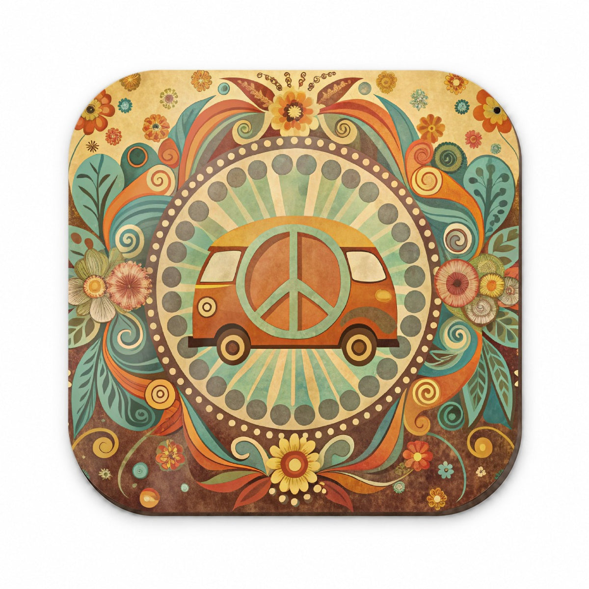 Vintage Retro Boho Hippie Van Peace Design Fridge Magnet