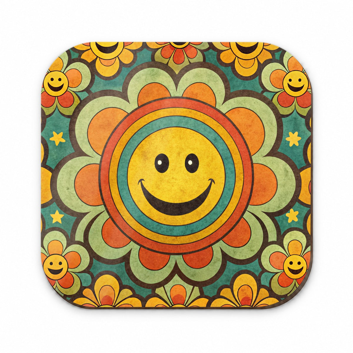 Vintage Retro Hippie Smile Pattern Design Fridge Magnet
