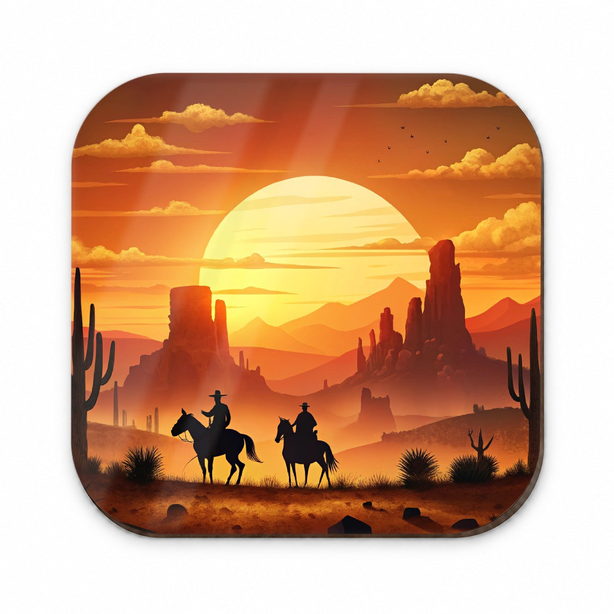 Wild West Sunset Silhouettes Southwest Landscape Fridge Magnet