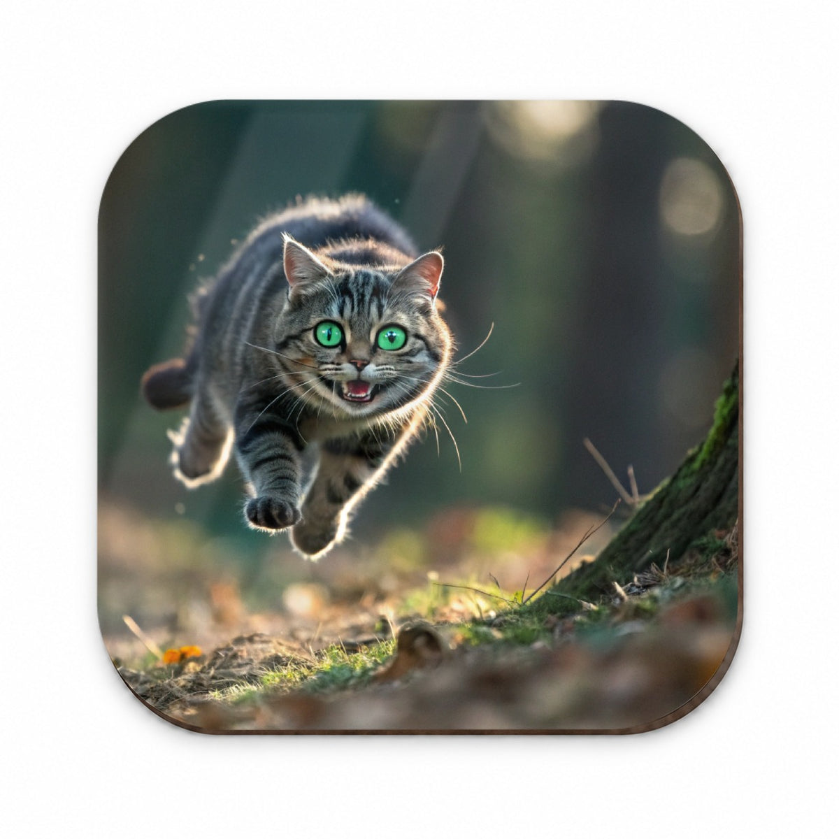 Cat Leaping Green Eyes Funny Fridge Magnet
