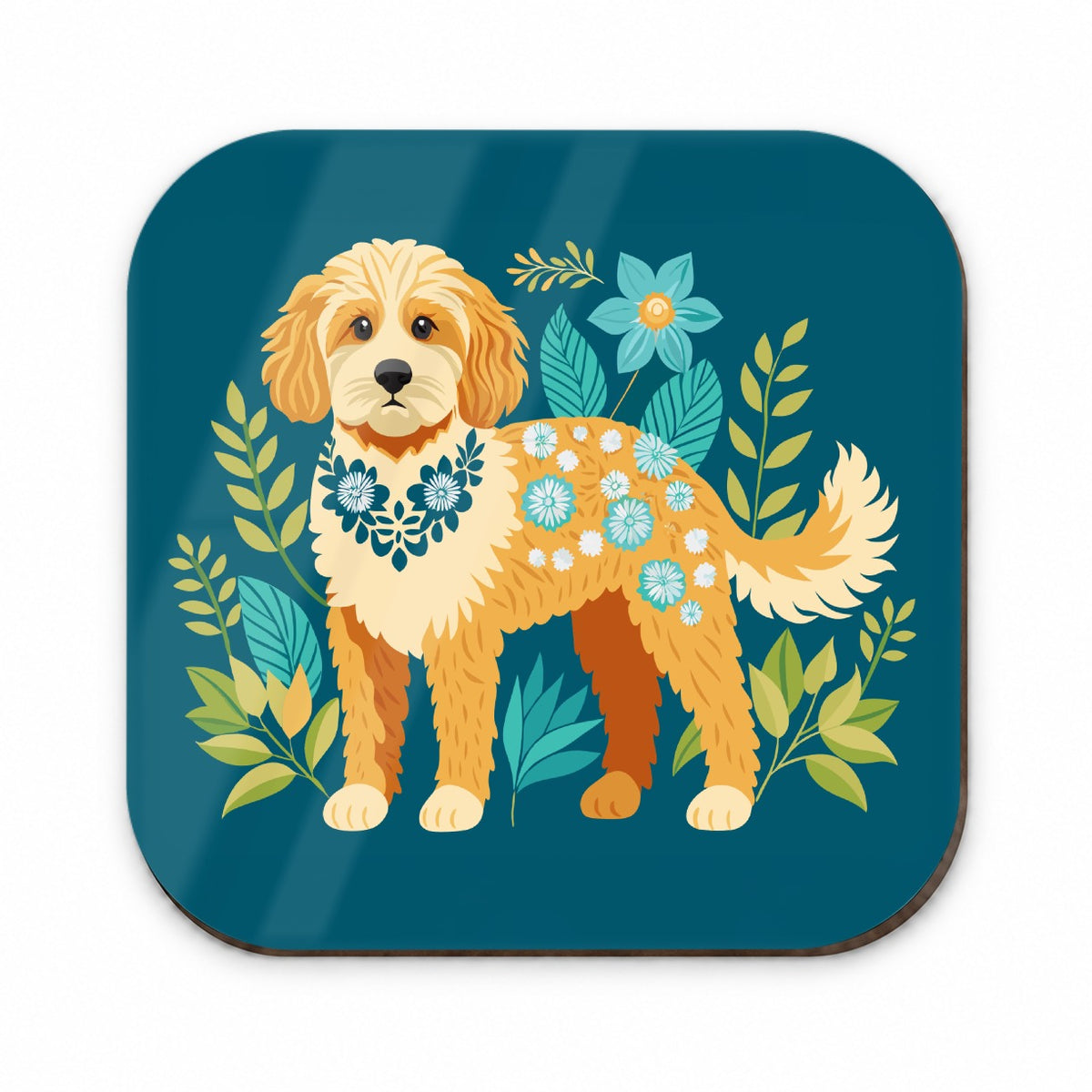 Cavapoo Floral Motif Dog Fridge Magnet