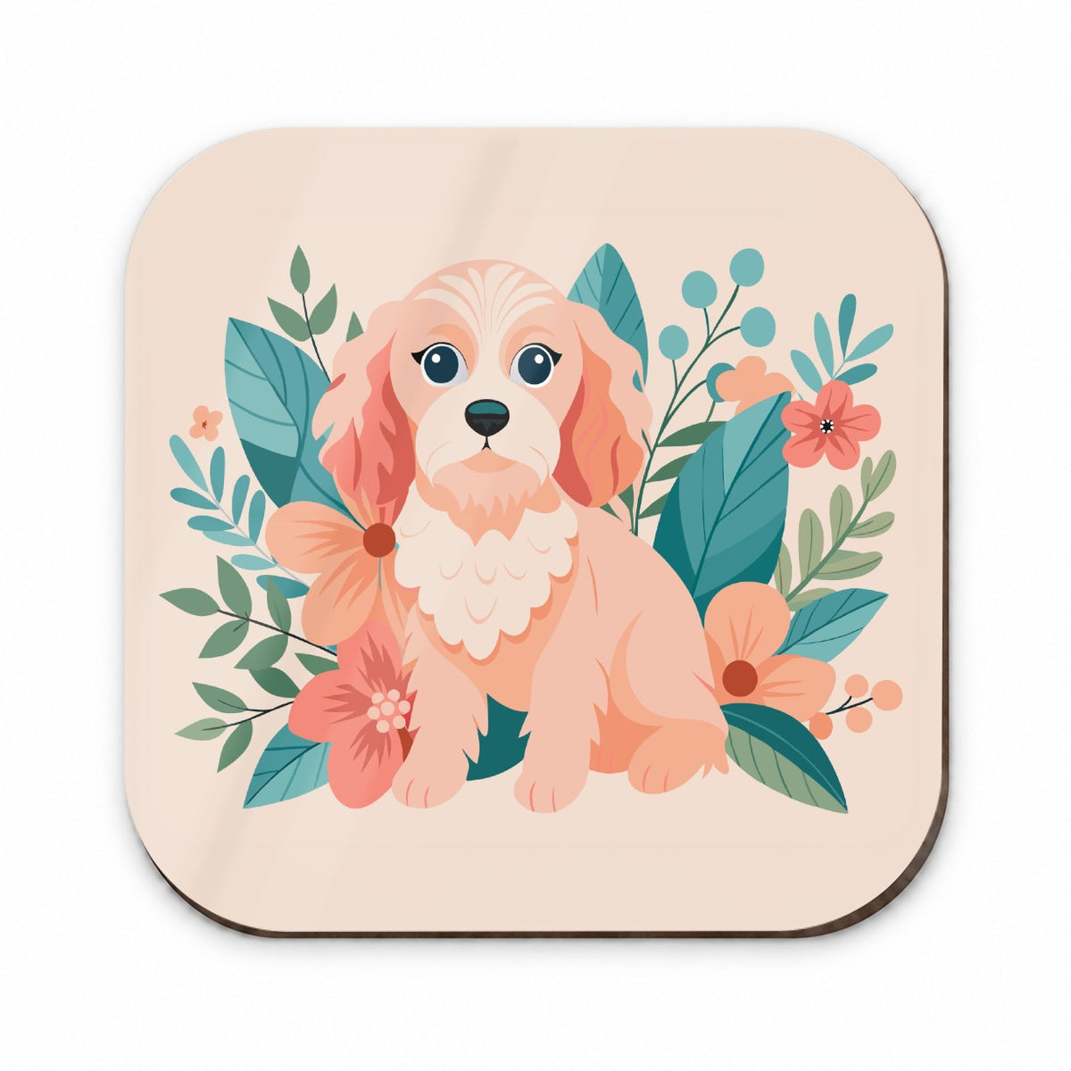 Cavapoo Floral Motif Pink Dog Fridge Magnet