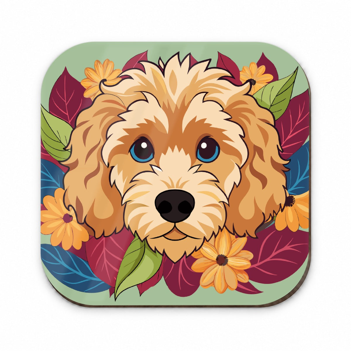 Cavapoo Head Floral Motif Dog Fridge Magnet
