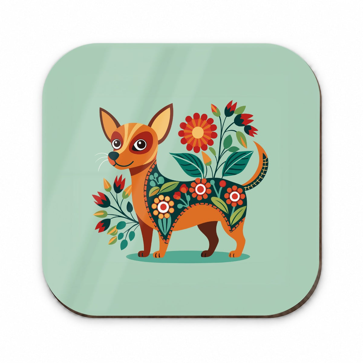 Chiweenie Floral Motif Cute Dog Fridge Magnet