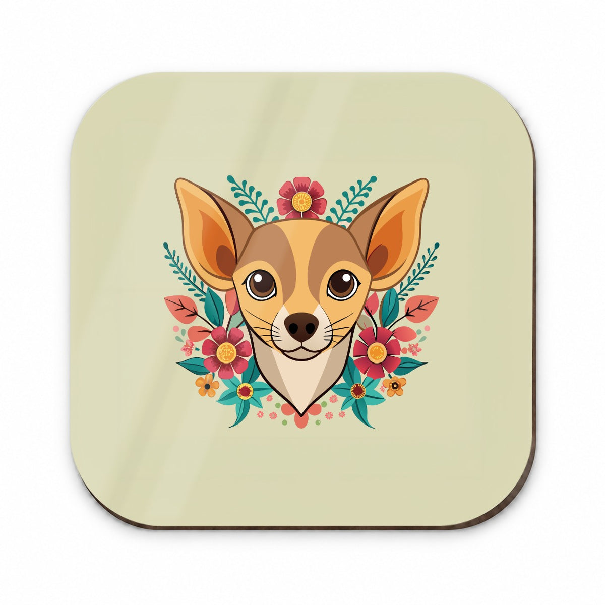 Chiweenie Head Floral Motif Dog Fridge Magnet