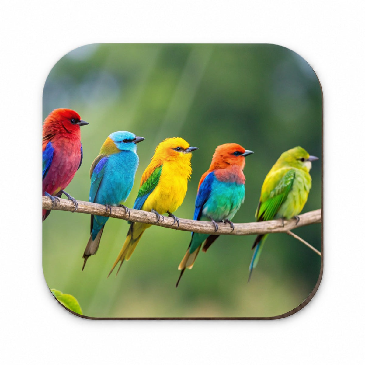 Colorful Birds In A Row Fridge Magnet