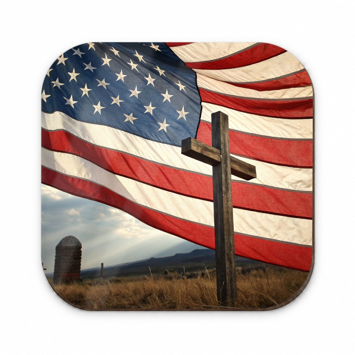 Cross Over American Flag USA United States Fridge Magnet