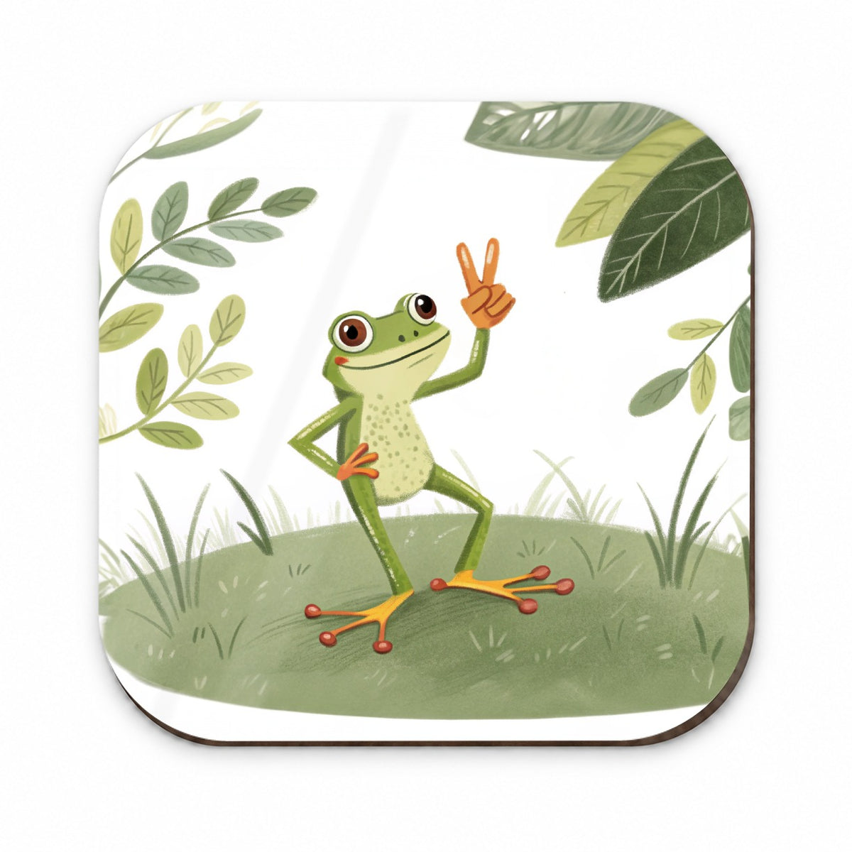 Frog Peace Sign Drawing Funny Fridge Magnet