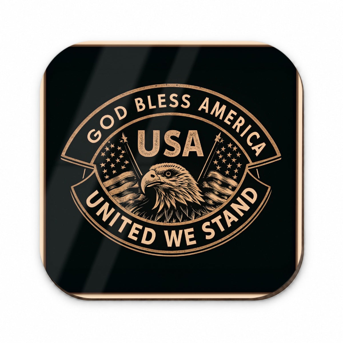 God Bless America Black Tan USA United States Fridge Magnet