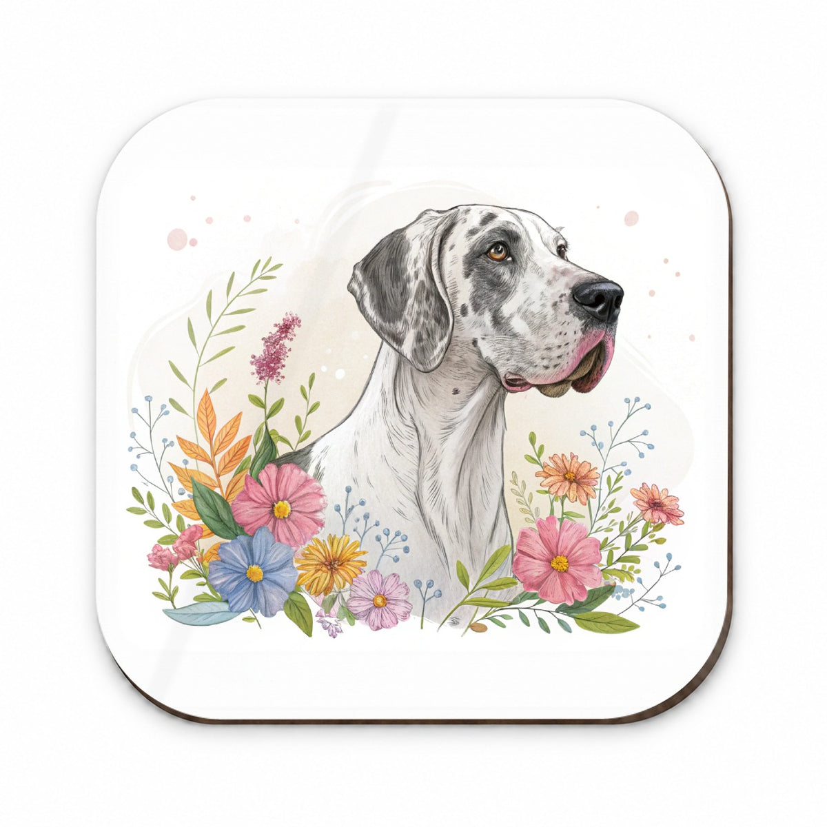 Great Dane Floral Motif Dog Light Fridge Magnet