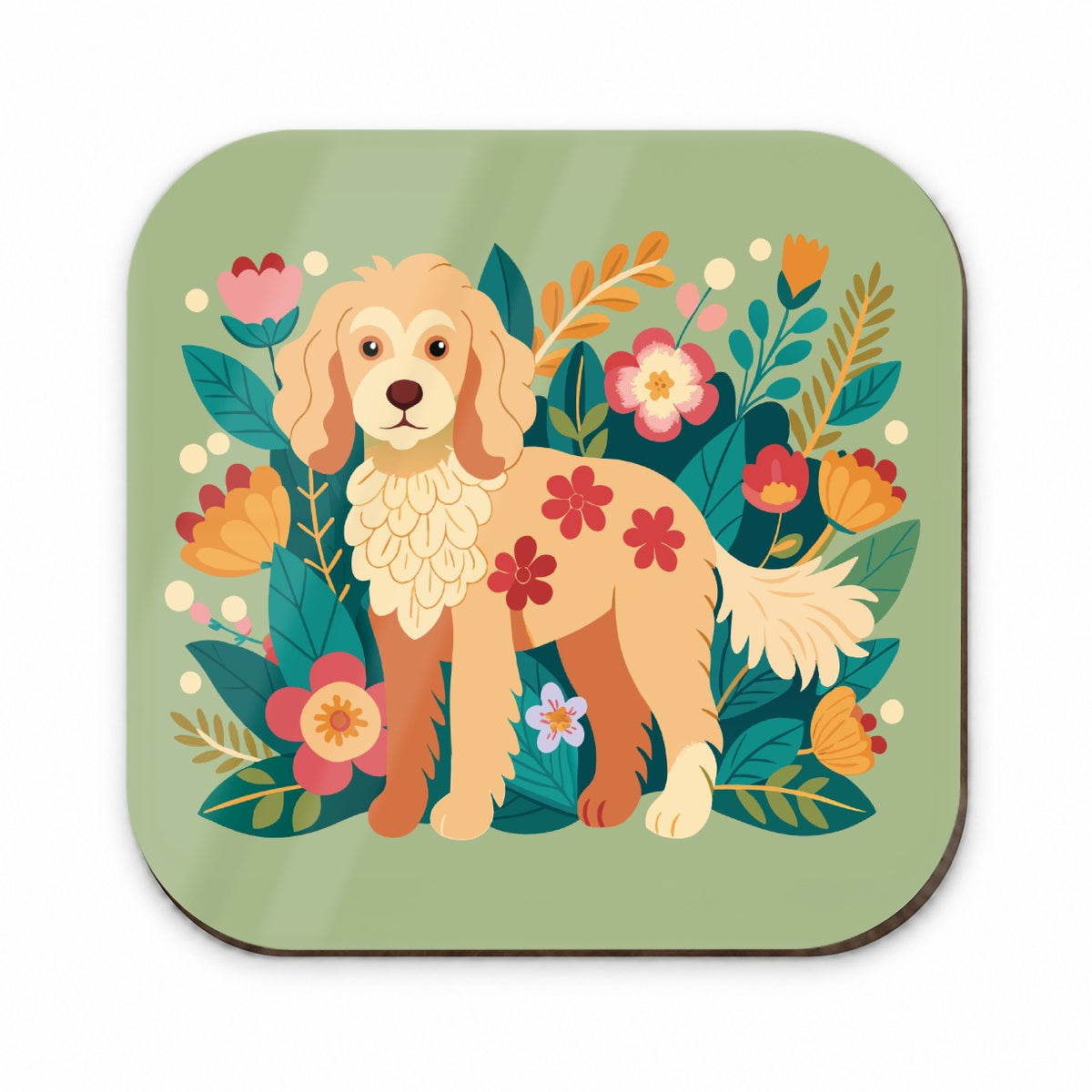 Labradoodle Floral Motif Dog Fridge Magnet