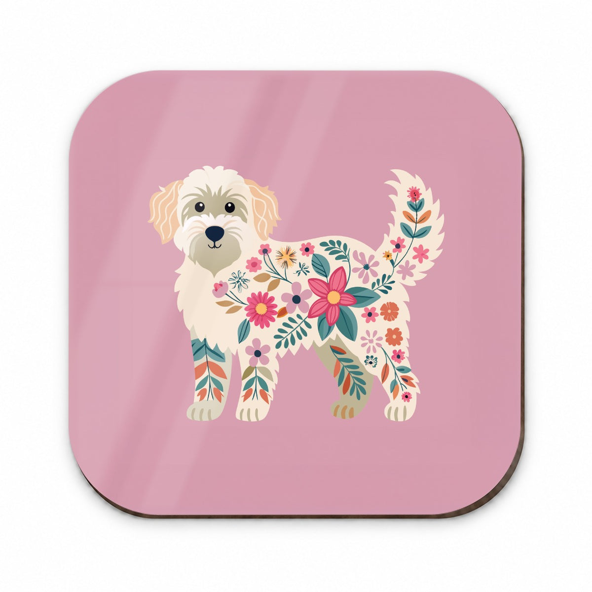 Labradoodle Floral Motif Pink Cute Dog Fridge Magnet