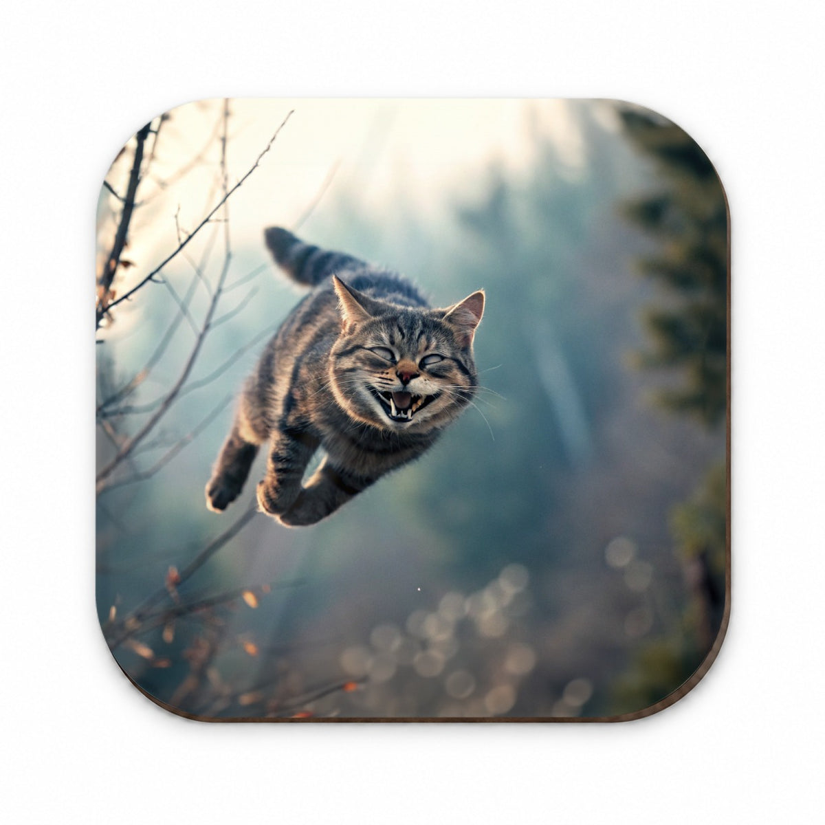 Leaping Funny Cat Grinning Fridge Magnet