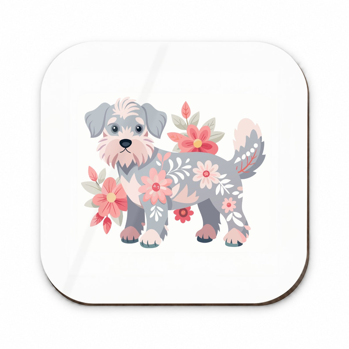 Schnoodle Floral Motif Dog Fridge Magnet