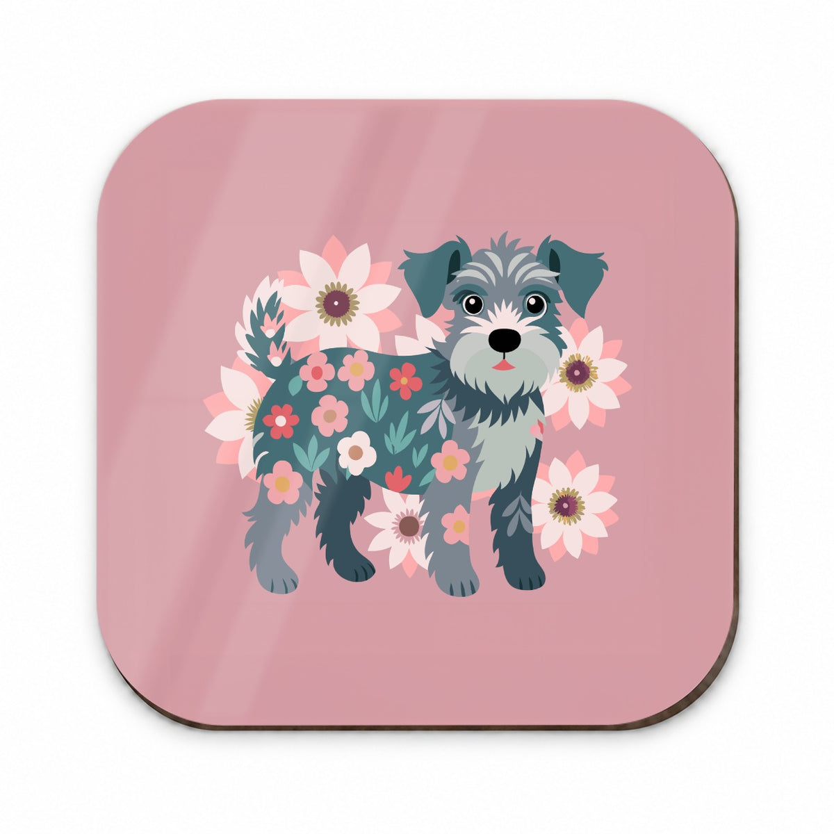 Schnoodle Floral Motif Pink Dog Fridge Magnet