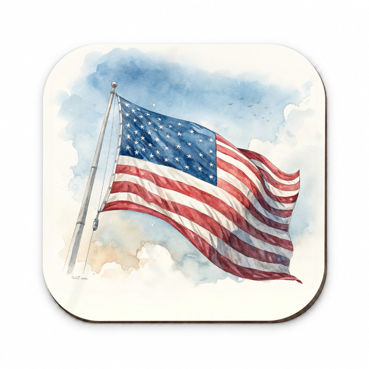 Waving American Flag Watercolor USA United States Fridge Magnet
