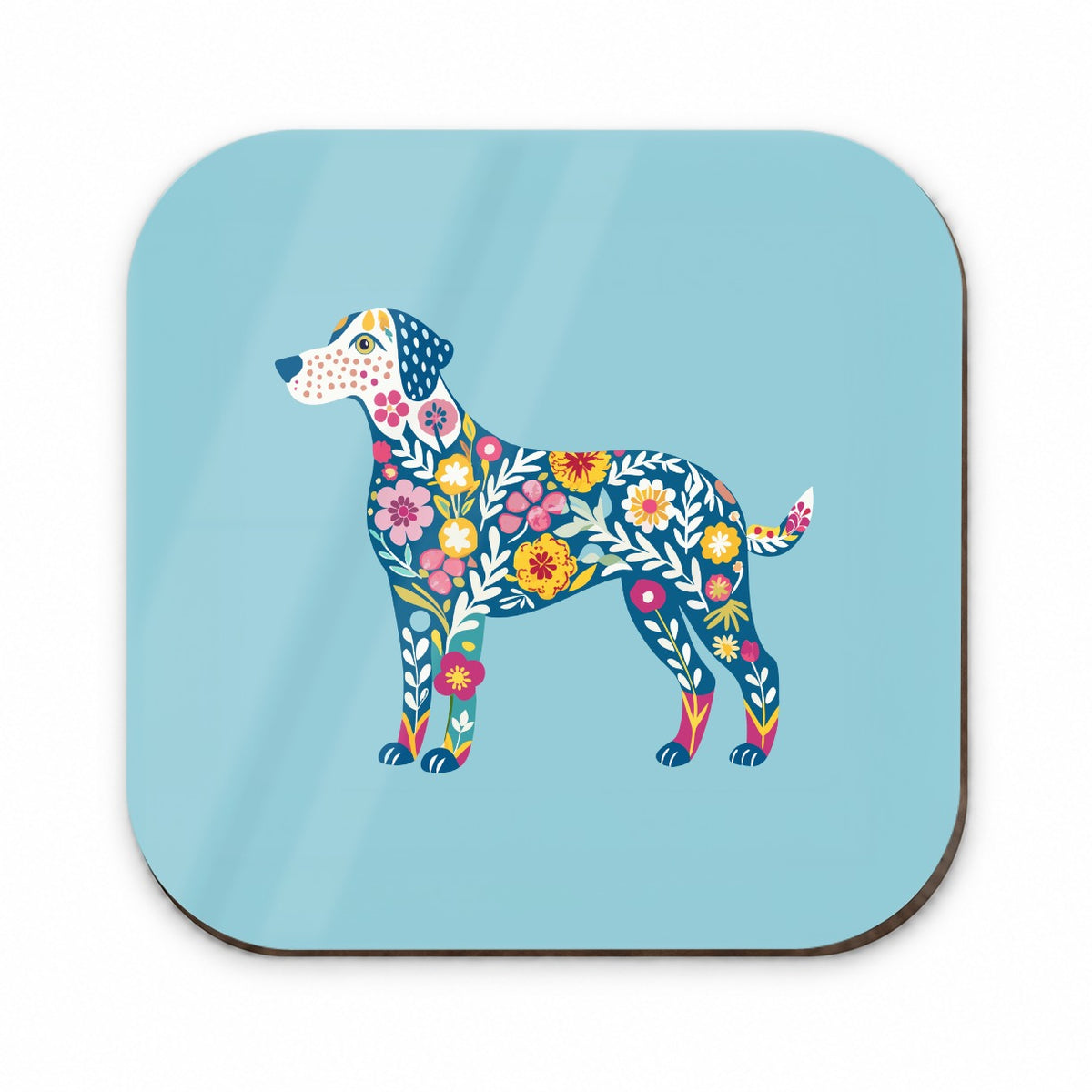 Weimador Floral Motif Blue Dog Fridge Magnet