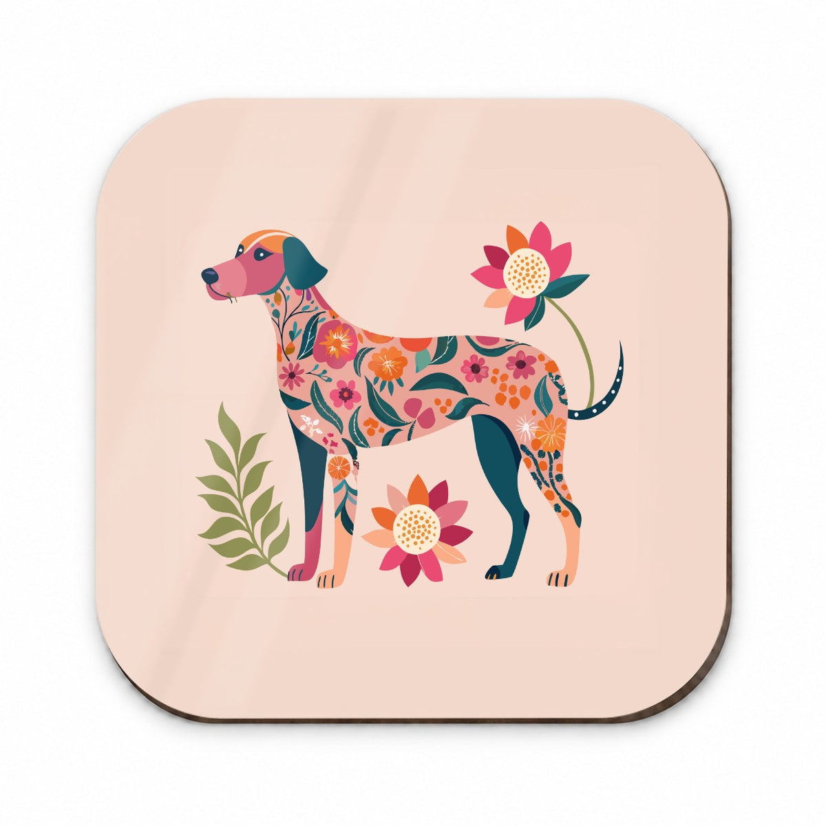 Weimador Floral Motif Cute Dog Fridge Magnet