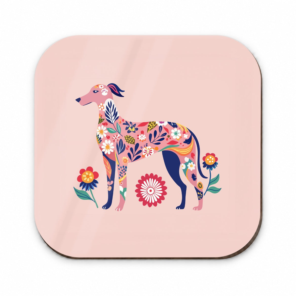 Weimador Floral Motif Light Pink Dog Fridge Magnet