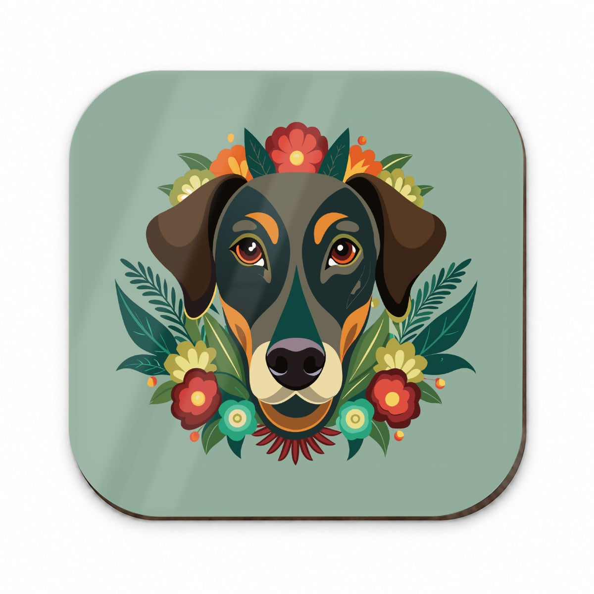Weimador Head Floral Motif Gray Dog Fridge Magnet