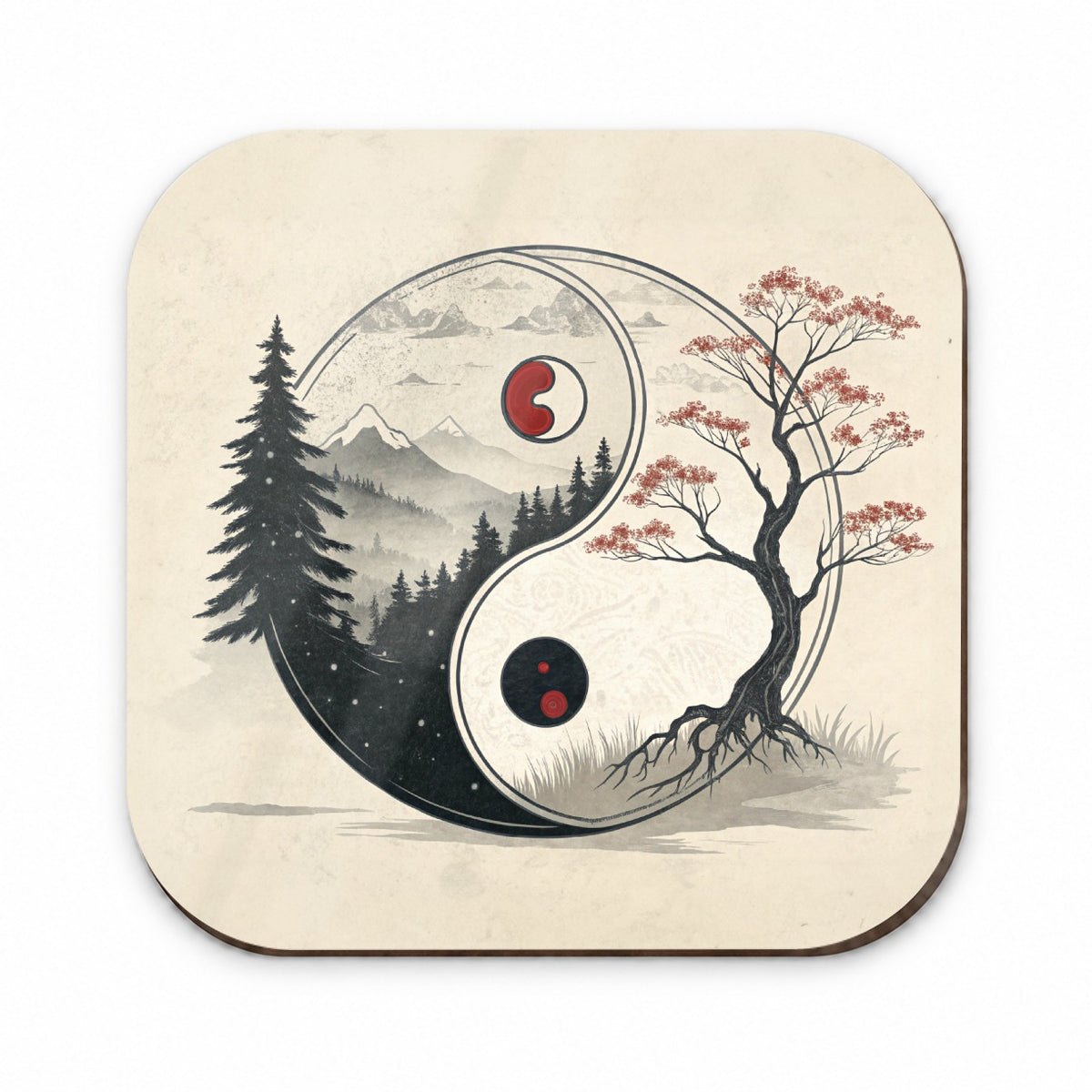 Yin Yang Japanese Cherry Blossoms Fridge Magnet