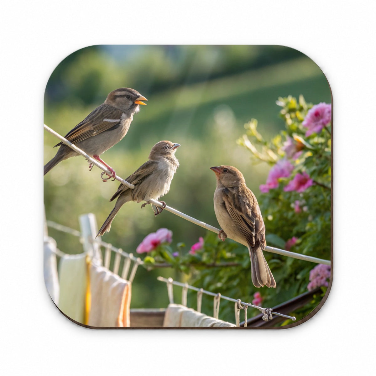 Birds On A Clothesline Fridge Magnet