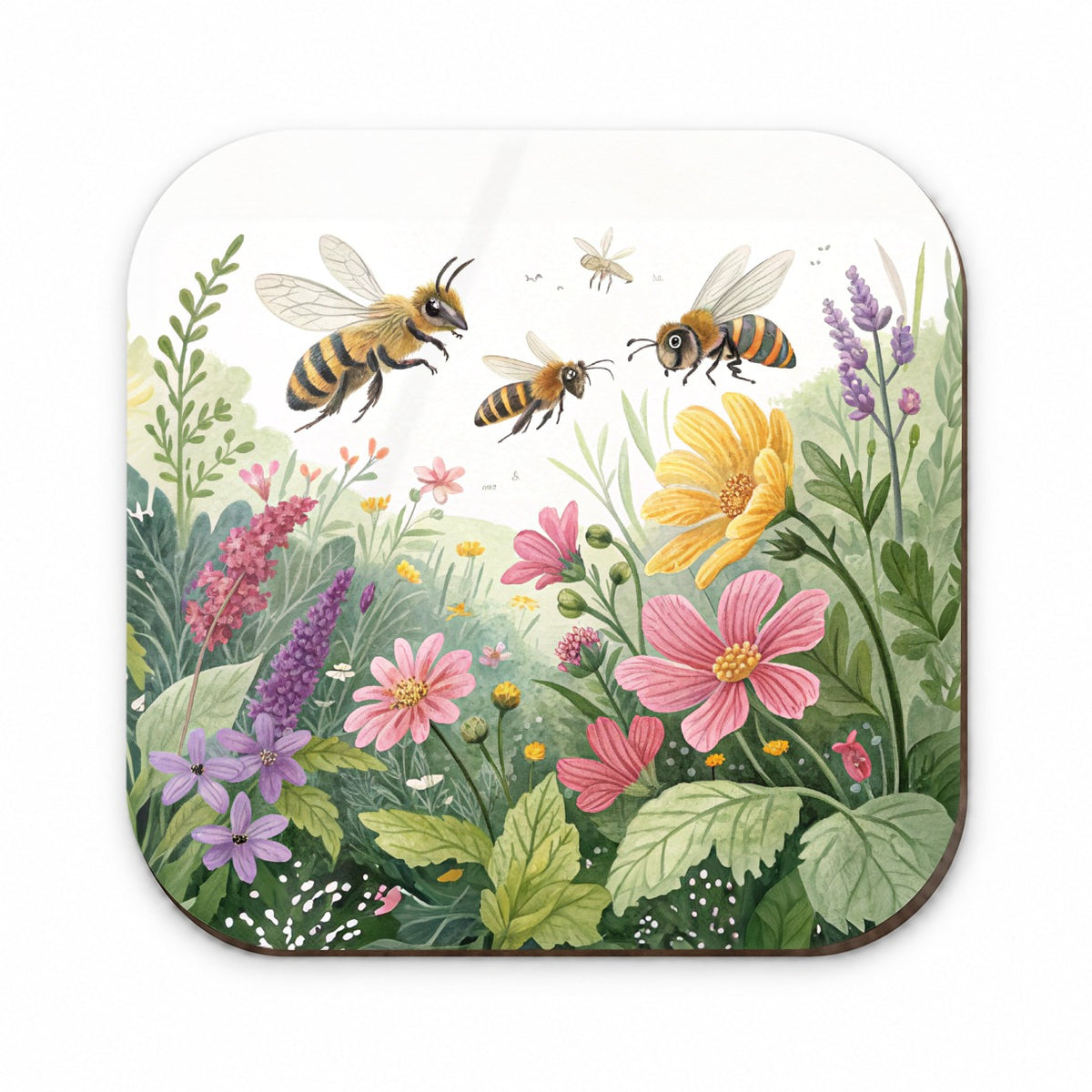 Flying Bees Flowers Fridge Magnet