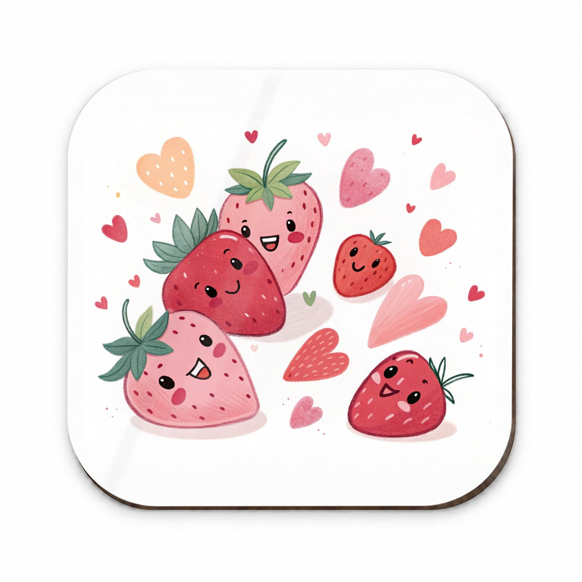 Kawaii Strawberries Hearts Fridge Magnet