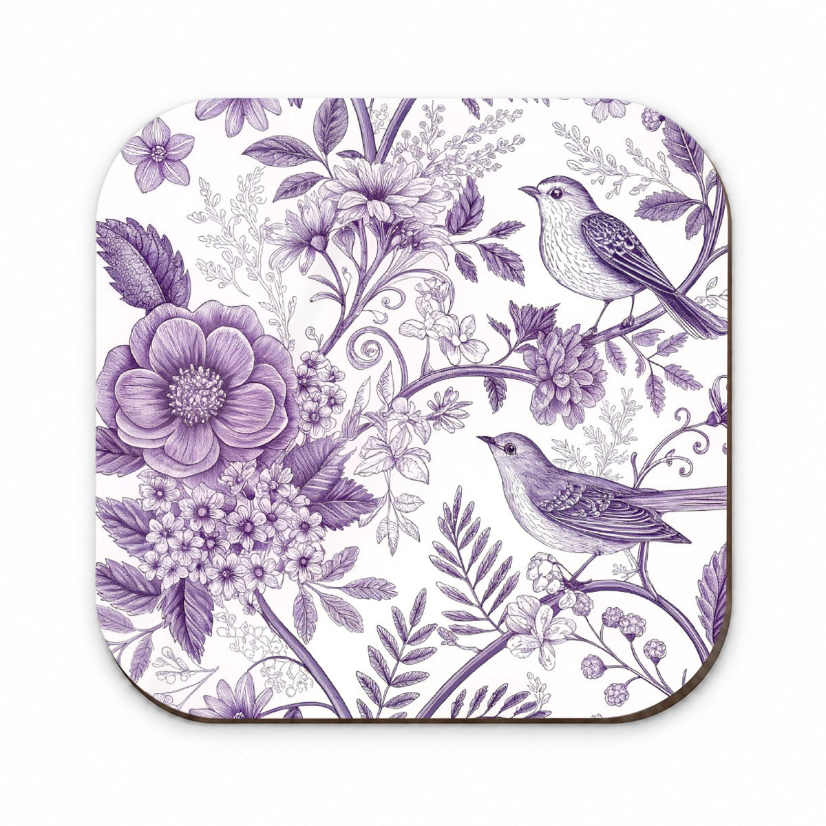 Purple On White Toile With Birds Fridge Magnet