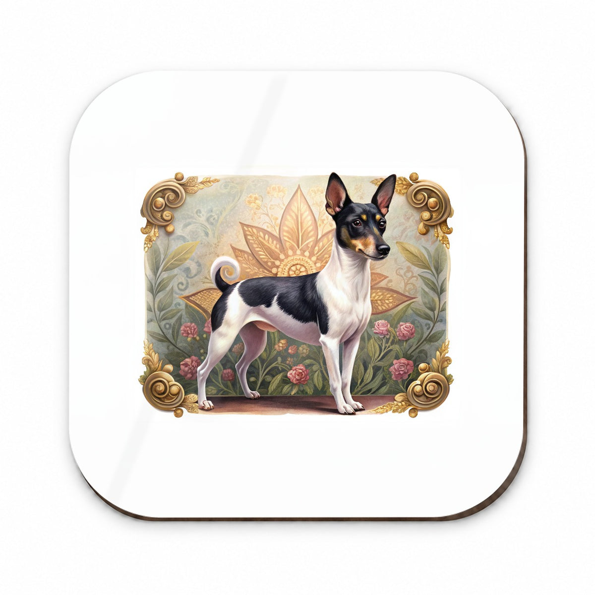 Toy Fox Terrier Dog Art Nouveau Fridge Magnet