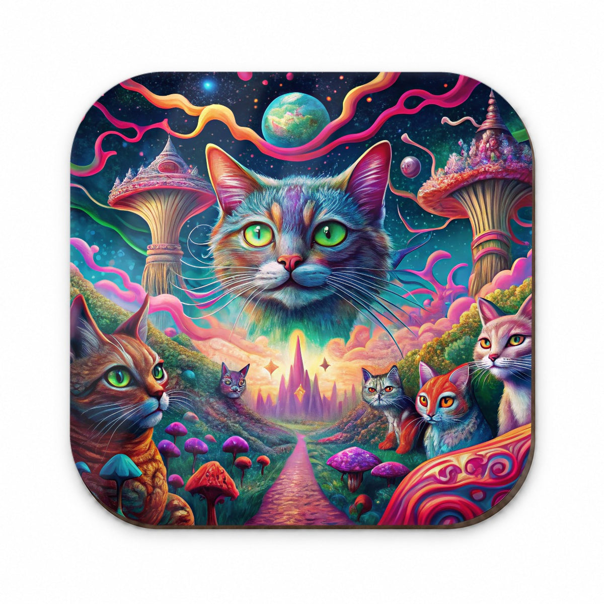 Psychedelic Cats Vibrant Colors Fridge Magnet