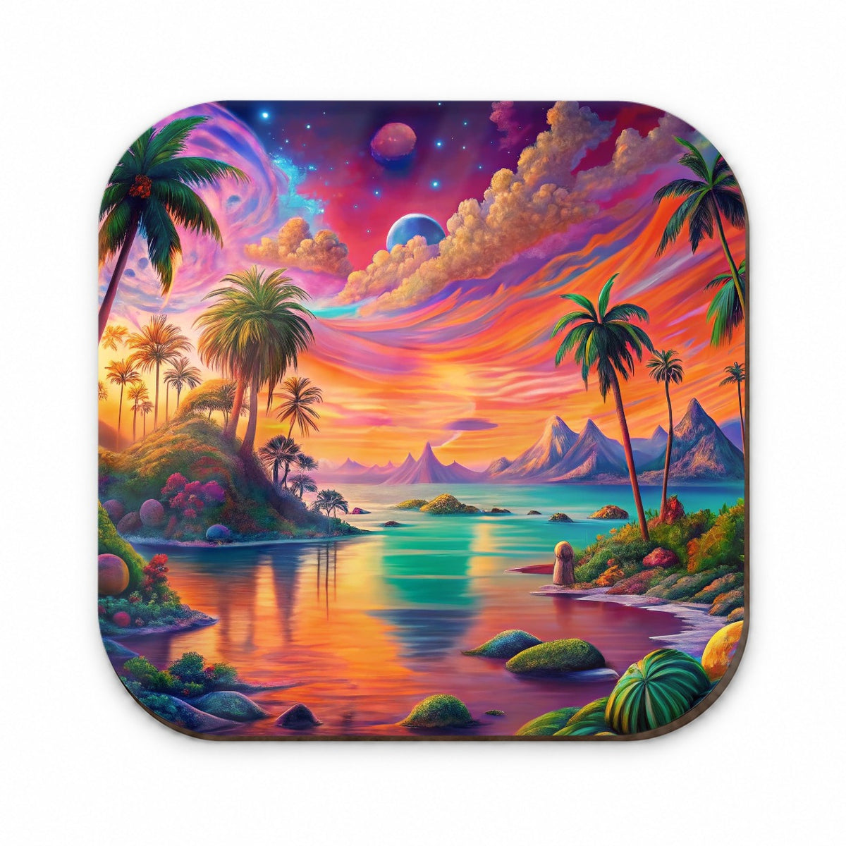 Psychedelic Colorful Tropical Beach Scene Fridge Magnet
