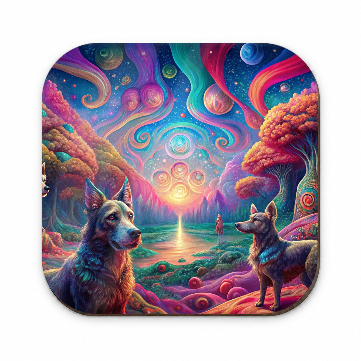 Psychedelic Dogs Vibrant Colors Fridge Magnet