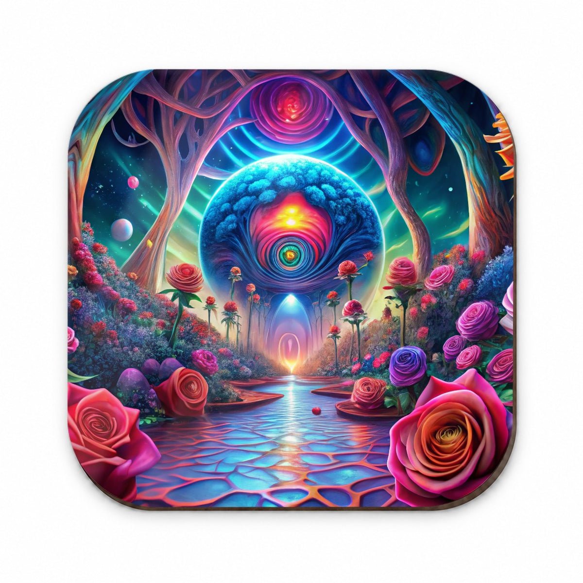 Psychedelic Lots of Colorful Roses Design Fridge Magnet