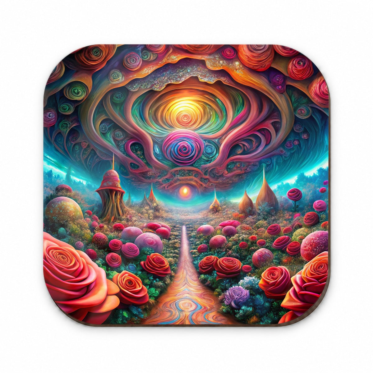 Psychedelic Lots of Roses Vibrant Colors Fridge Magnet