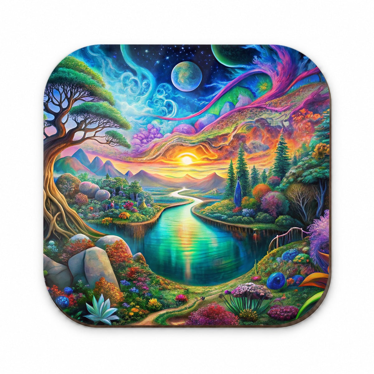 Psychedelic Nature Lake Vibrant Colors Fridge Magnet