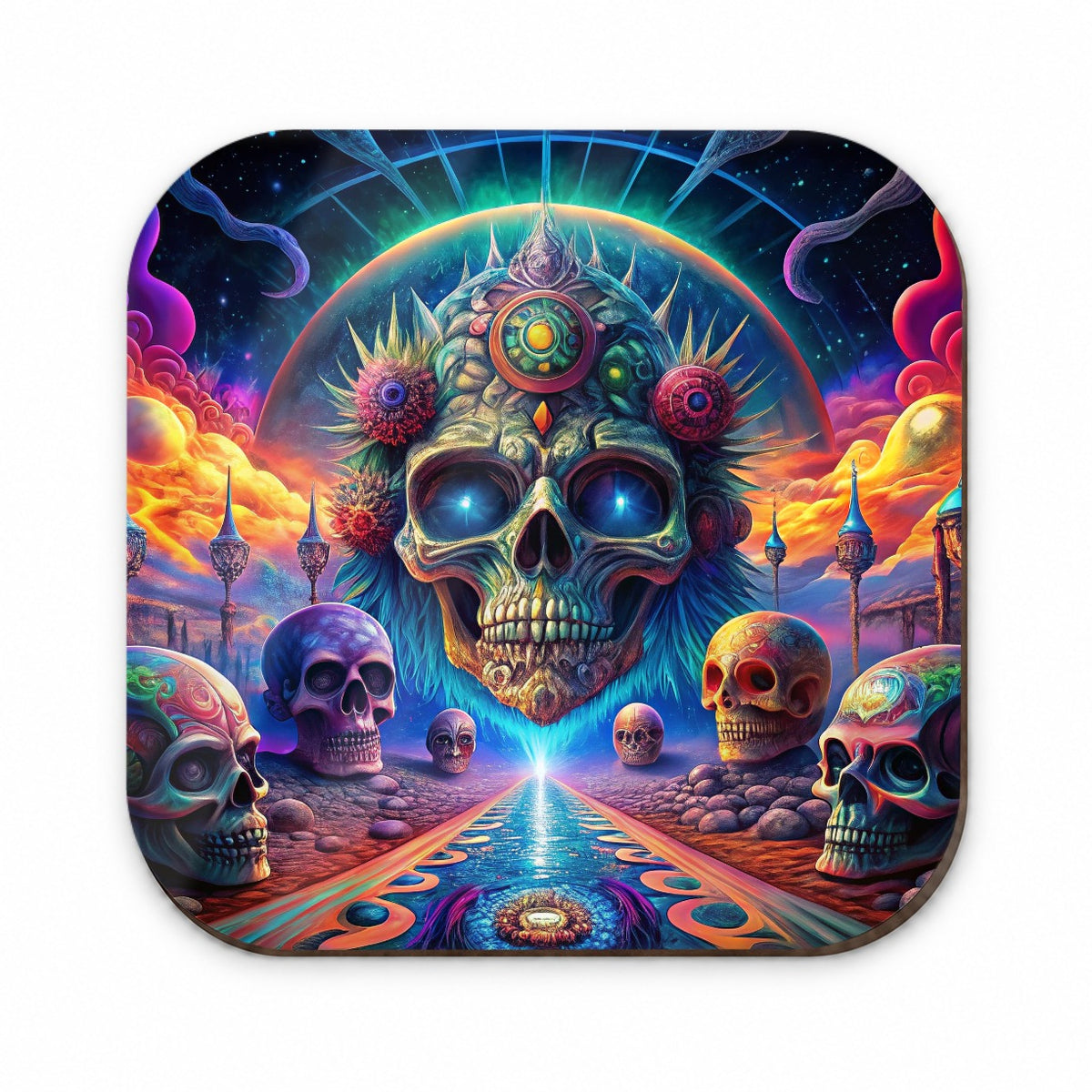 Psychedelic Skulls Design Fridge Magnet