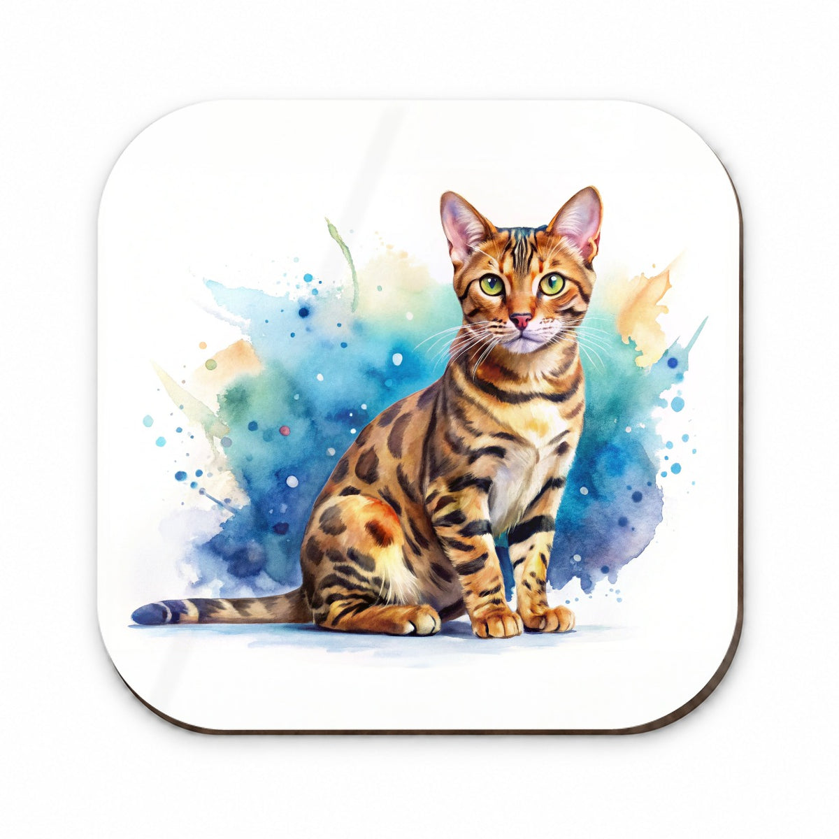 Bengal Cat Watercolor Style Fridge Magnet