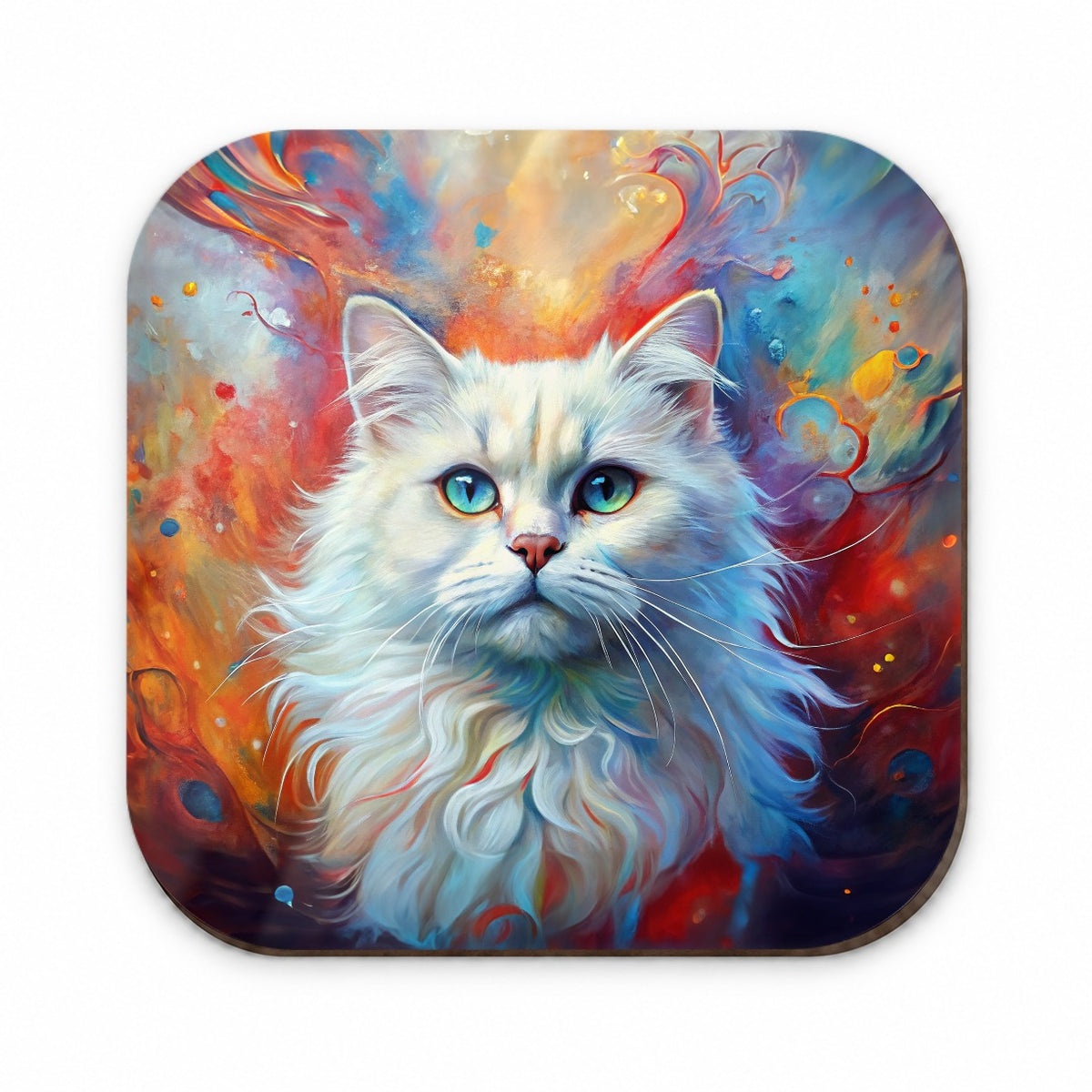 British Longhair White Cat Abstract Art Fridge Magnet