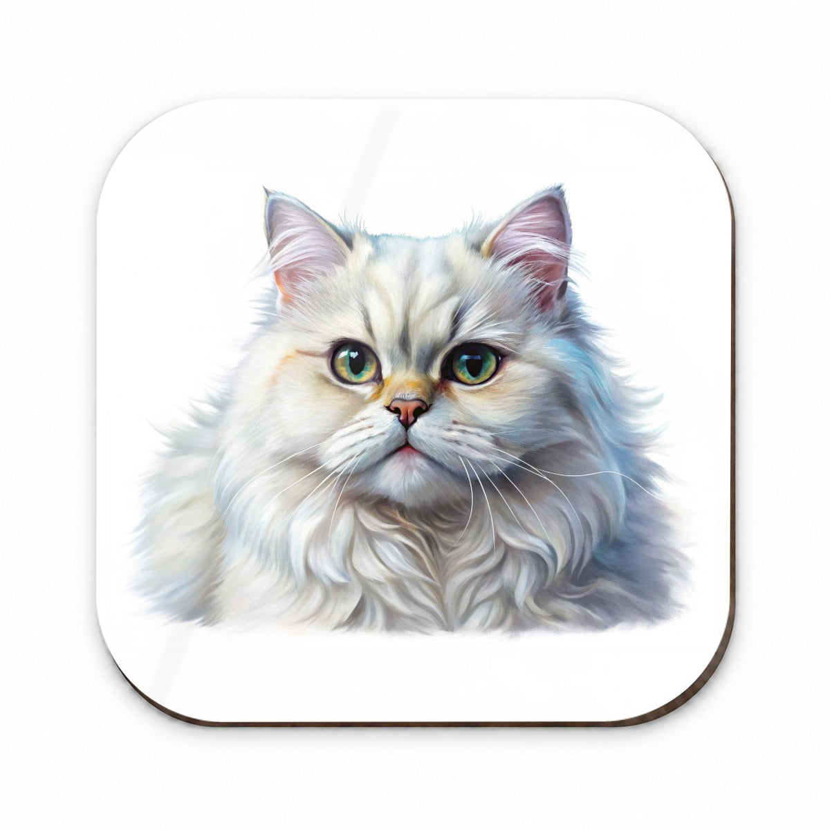 Classic Persian White Cat Illustration Fridge Magnet