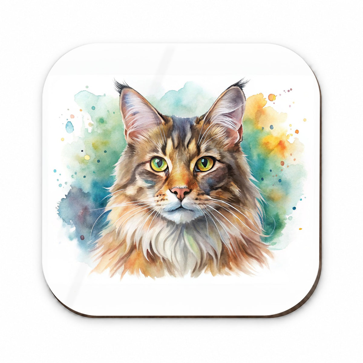 Maine Coon Cat Watercolor Style Fridge Magnet