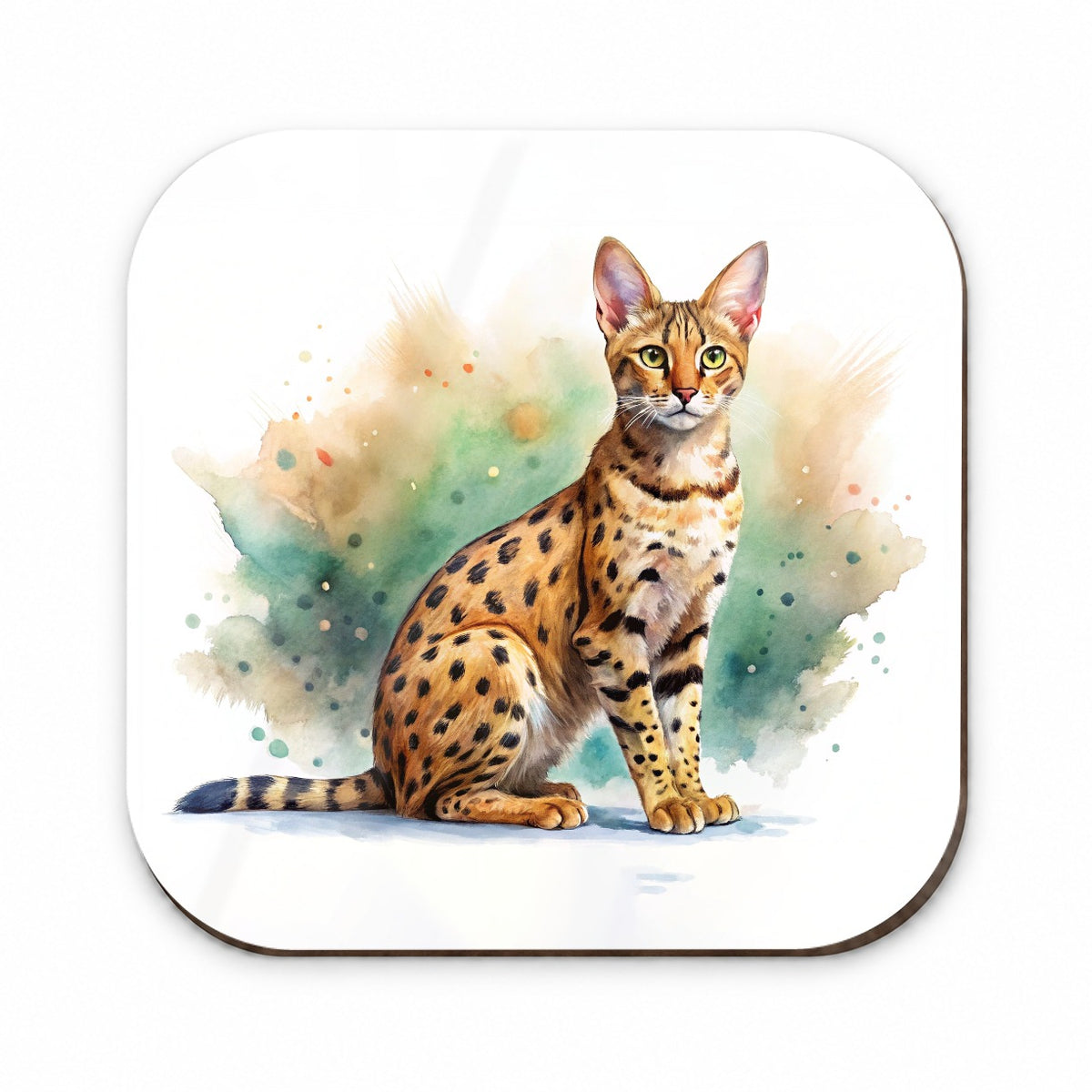 Savannah Cat Watercolor Style Fridge Magnet