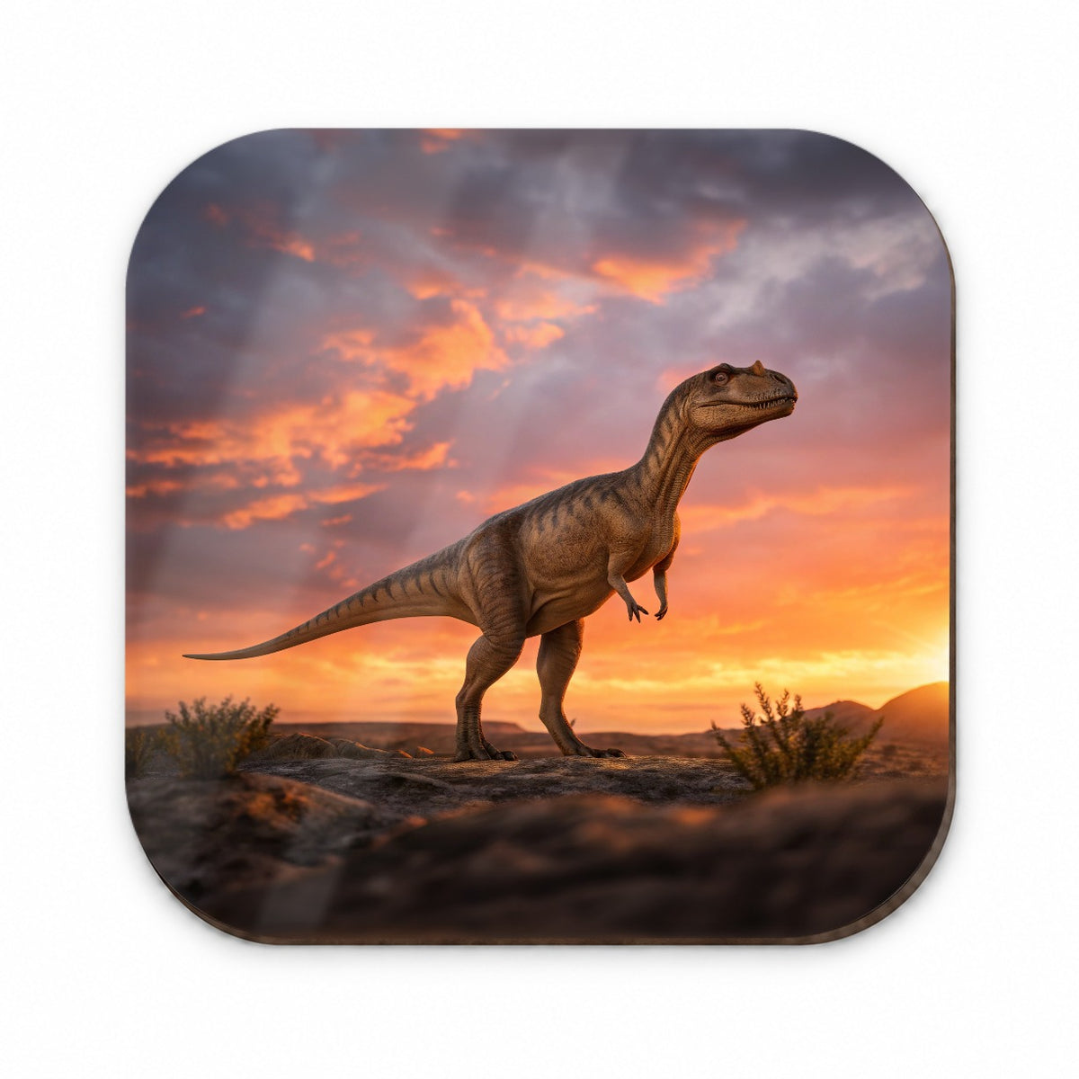 Allosaurus Standing Sunset Dinosaur Fridge Magnet