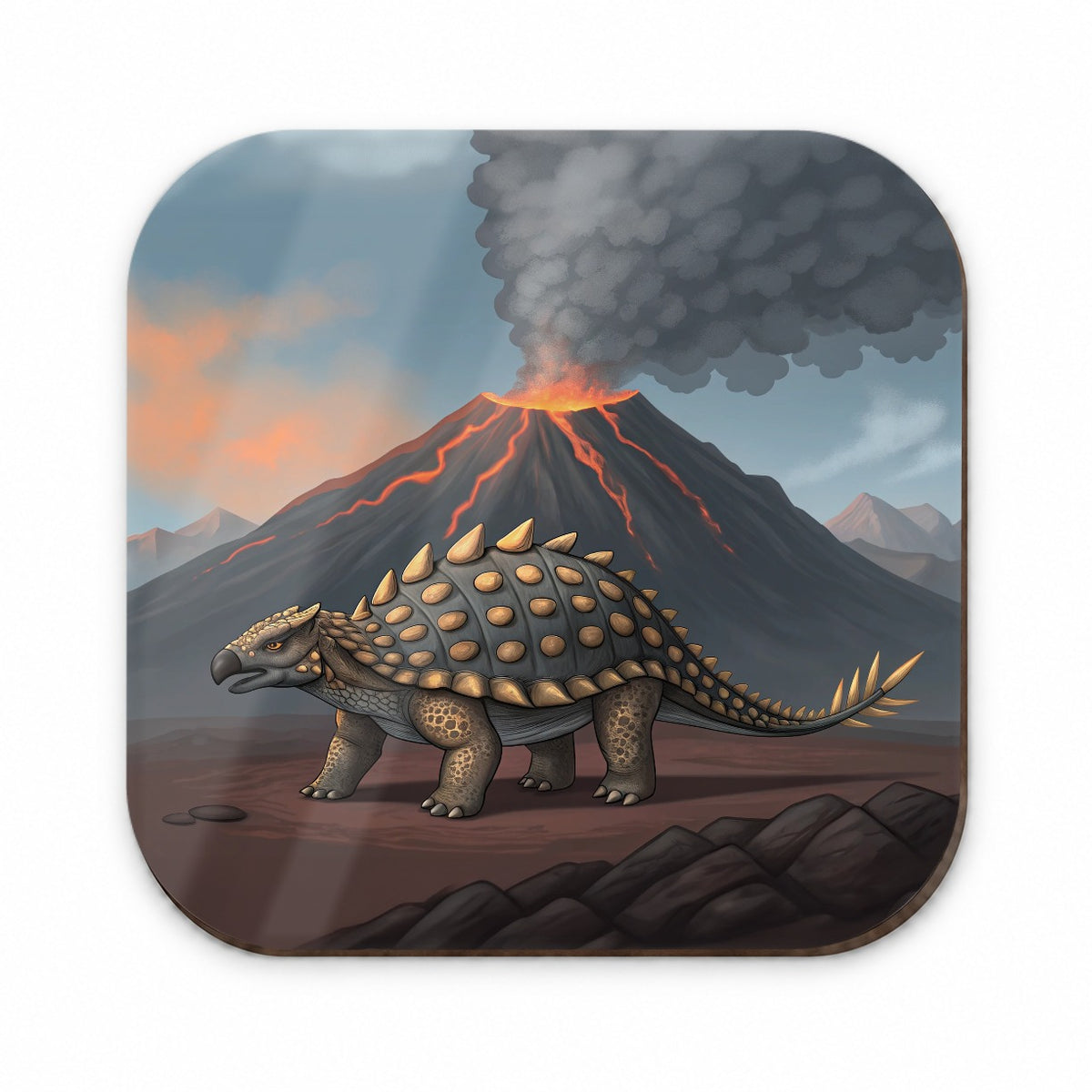 Ankylosaurus Volcano Erupting Dinosaur Fridge Magnet