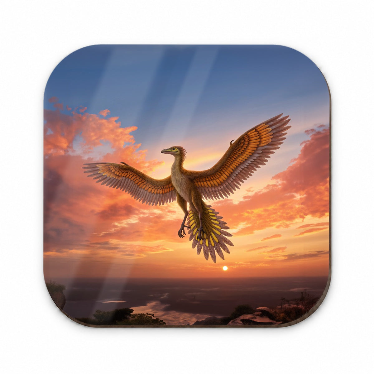 Archaeopteryx Sunset Dinosaur Fridge Magnet