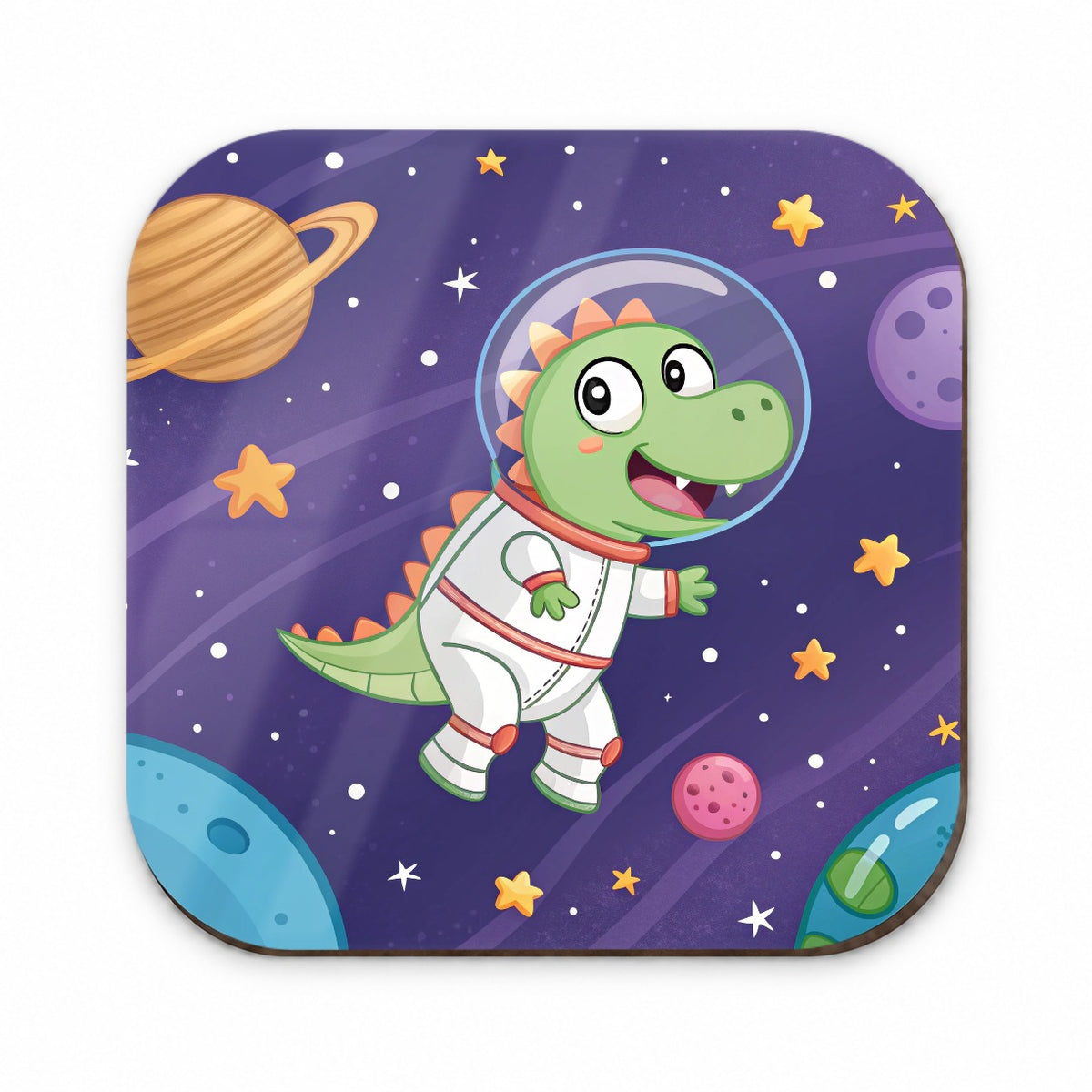 Astronaut Dinosaur Floating Outer Space Planets Fridge Magnet