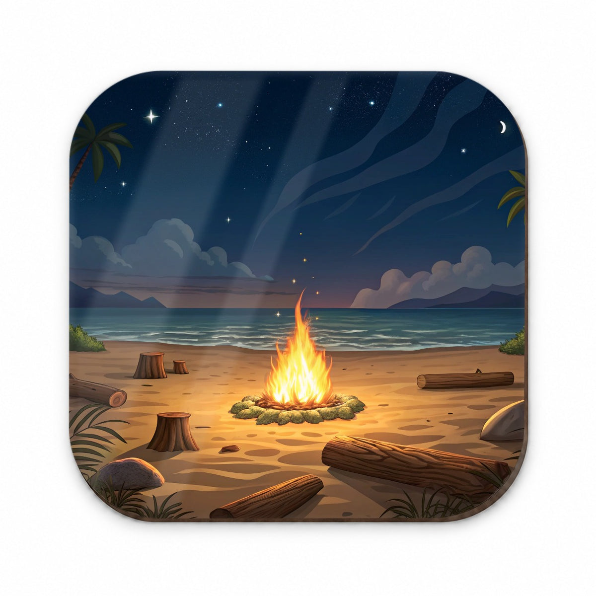 Beach Bonfire Drawing Fridge Magnet