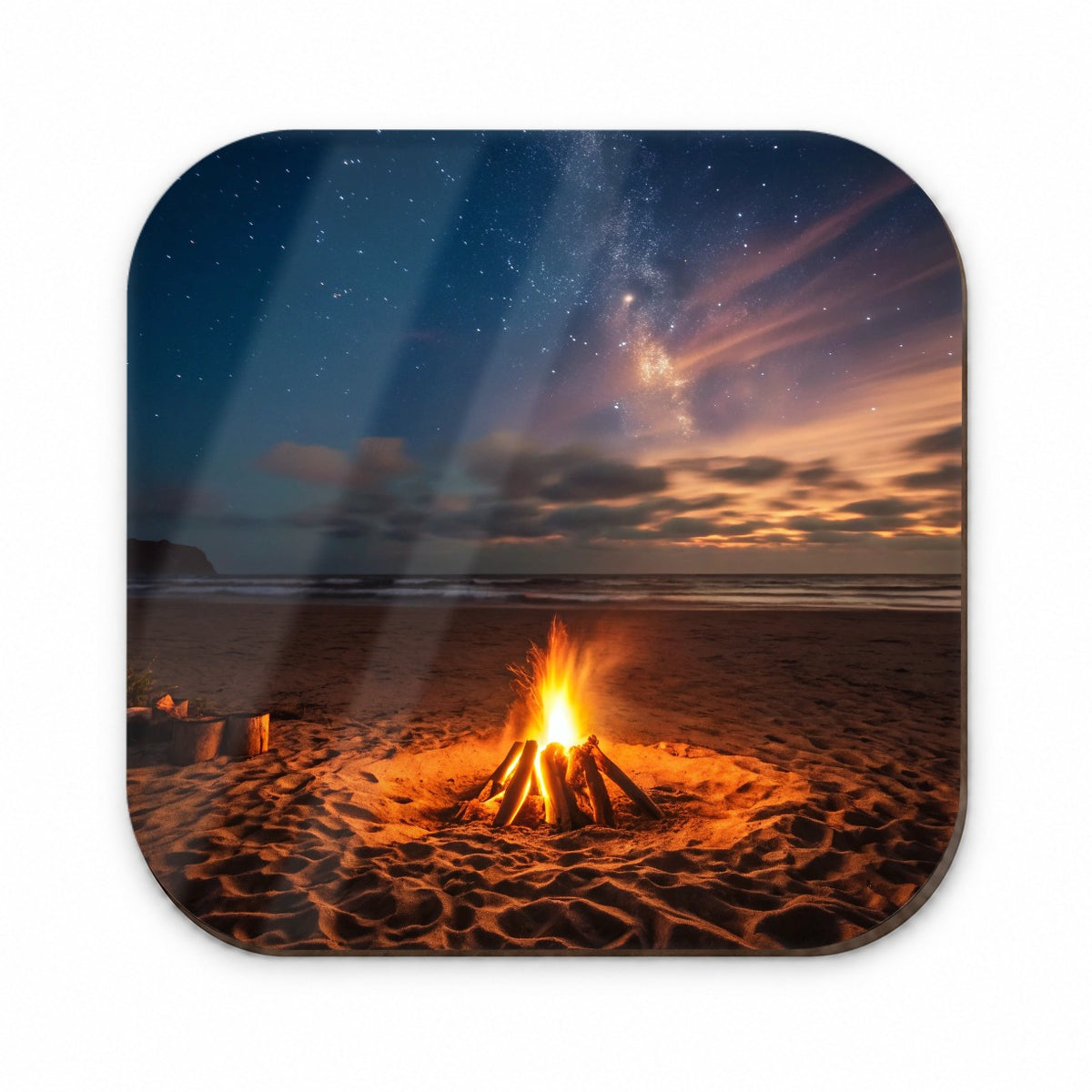 Beach Bonfire Scene Night Fridge Magnet