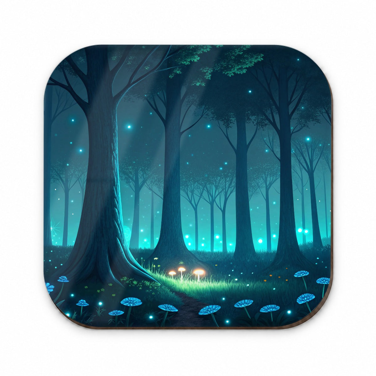 Bioluminescent Forest Mushrooms Trees Fridge Magnet